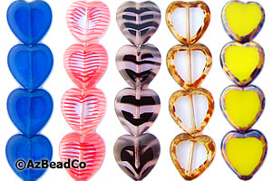 Czech Glass 15mm Beveled Hearts