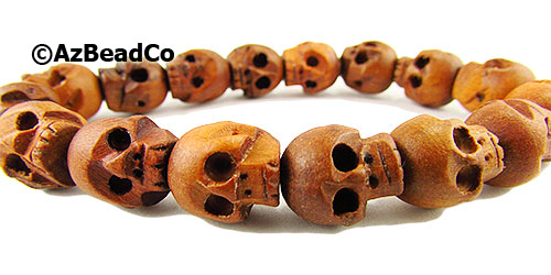 Arizona Bead Company Wood Skull Bead Bracelet large