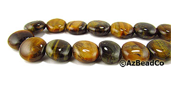 Tiger Eye 10mm Flat Round Beads