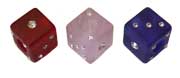 Frosted Glass Dice with Rhinestones