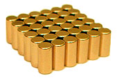 Gibraltar Magnets - Gold 300s, 6mm x 12mm in size.  These magnets attach to each other magnetically on the sides (as shown), and are sold in packages containing 36 magnets.