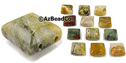 Semi-Precious 10x10 2-Hole Stone Beads