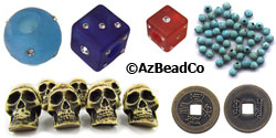 Miscellaneous Beads, Skull Beads and Chinese Coins
